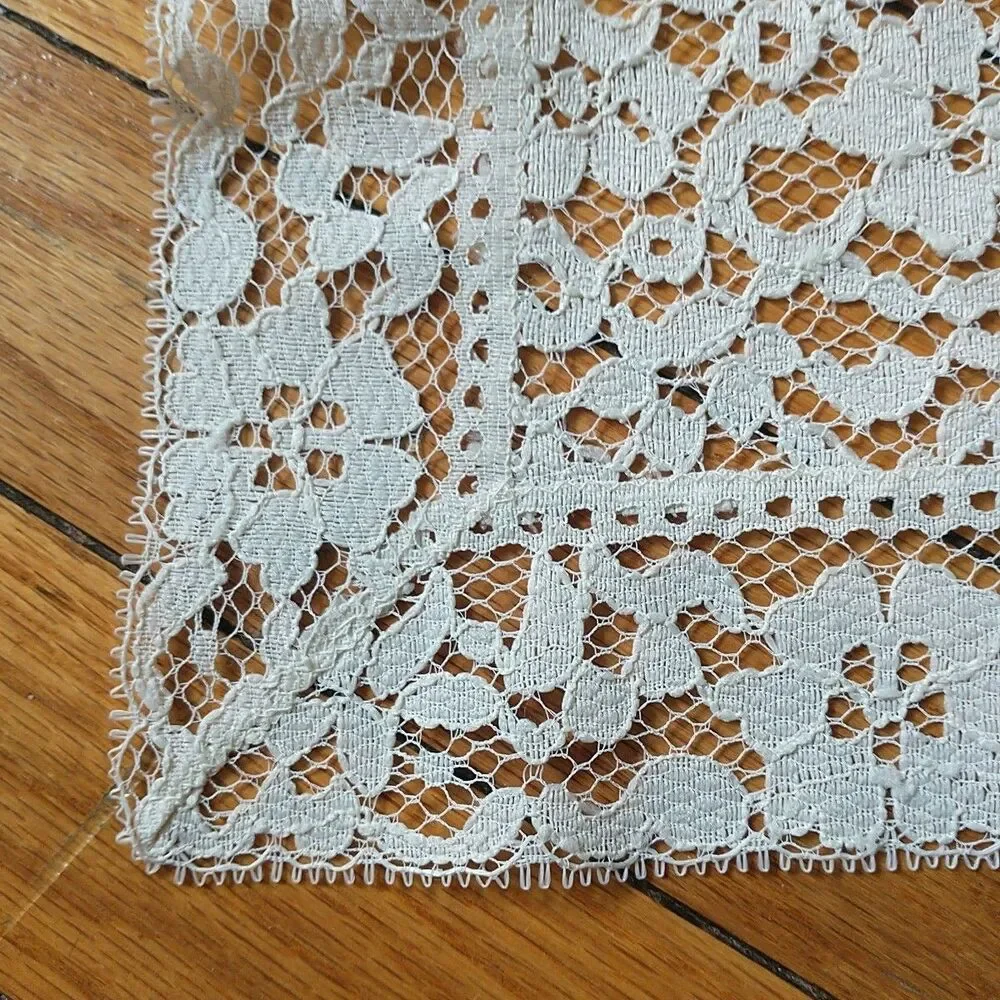 Vintage Table Runner Dresser Scarf Lace Off White Rectangle 15x31